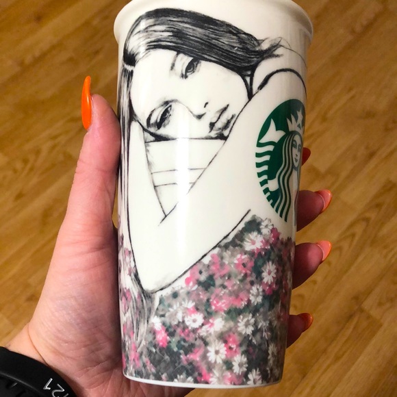 Starbucks Other - Starbucks Rare Charlotte Ronson floral tumbler ceramic coffee cup 12 oz